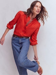 Boden Red Emily Pom Detail Ruffle Shirt - Image 5 of 6