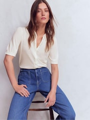 Boden Cream Nessa Broderie Collar Blouse - Image 1 of 5