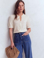 Boden Cream Nessa Broderie Collar Blouse - Image 2 of 5