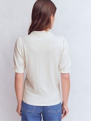 Boden Cream Nessa Broderie Collar Blouse - Image 3 of 5