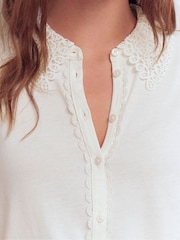 Boden Cream Nessa Broderie Collar Blouse - Image 4 of 5