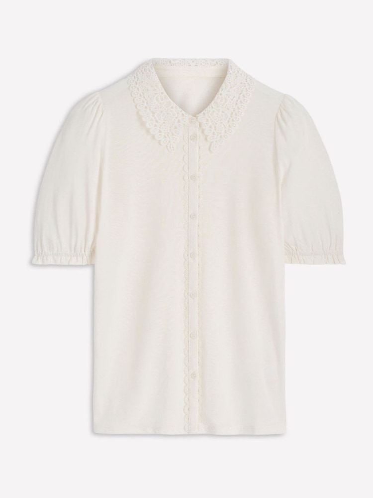 Boden Cream Nessa Broderie Collar Blouse - Image 5 of 5