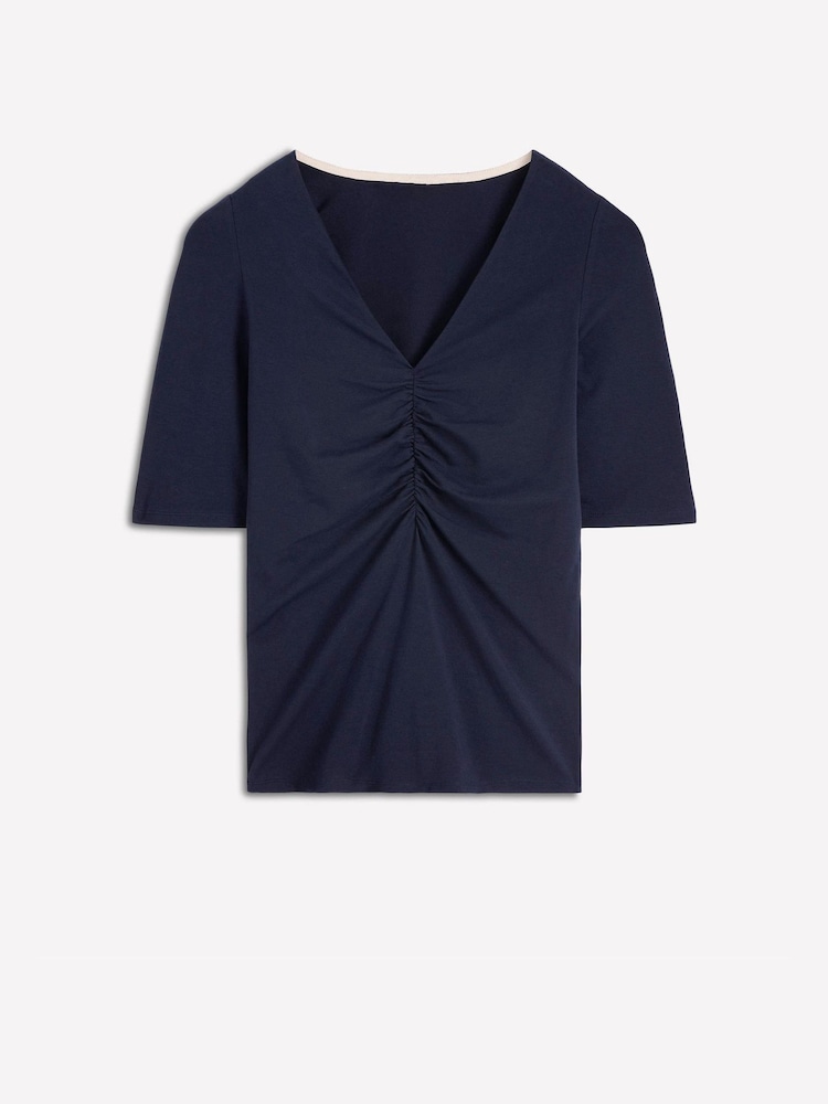 Boden Blue Ruched Detail V-Neck Top - Image 5 of 5 Boden Blue Ruched Detail V-Neck Top - Image 5 of 5