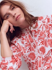 Boden Red Rhea Trim  Insert Cotton Blouse - Image 5 of 6