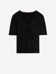 Boden Black Ruched Detail V-neck Top - Image 5 of 5