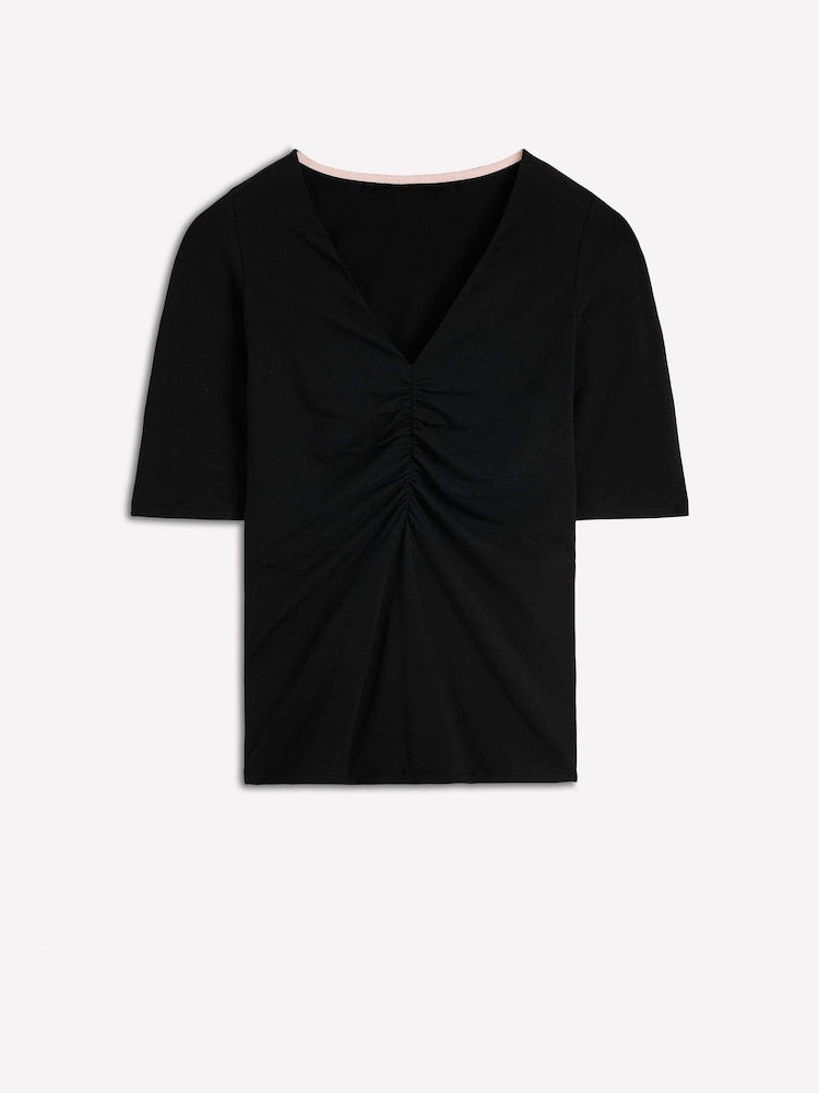 Boden Black Ruched Detail V-neck Top - Image 5 of 5 Boden Black Ruched Detail V-neck Top - Image 5 of 5
