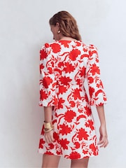 Boden Red Marla Linen Blend Short Dress - Image 3 of 6