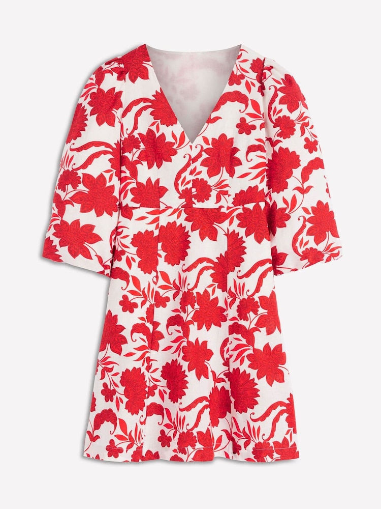 Boden Red Marla Linen Blend Short Dress - Image 6 of 6