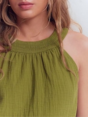 Boden Green Ruffle Double Cloth Top - Image 2 of 5
