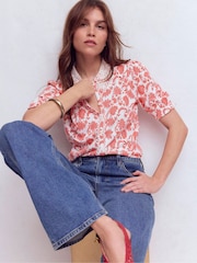 Boden Pink Nessa Broderie Collar Blouse - Image 1 of 5