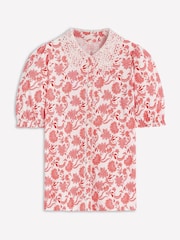 Boden Pink Nessa Broderie Collar Blouse - Image 5 of 5