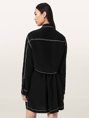AllSaints Black Tala Shirt Dress - Image 2 of 6