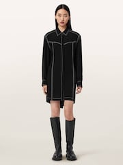 AllSaints Black Tala Shirt Dress - Image 4 of 6