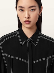 AllSaints Black Tala Shirt Dress - Image 5 of 6