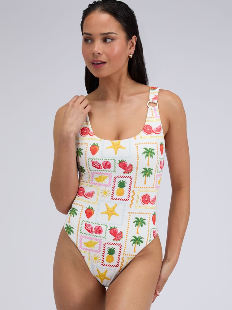 Boux Avenue White Bonita Scoop Swimsuit - Image 1 of 5