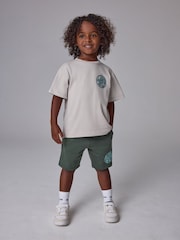 smALLSAINTS Neutral Distortion Oversized T-Shirt and Sweat Shorts Younger Set - Image 1 of 11