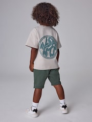 smALLSAINTS Neutral Distortion Oversized T-Shirt and Sweat Shorts Younger Set - Image 3 of 11