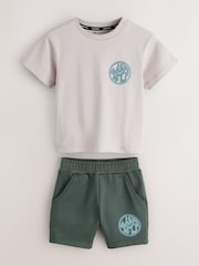 smALLSAINTS Neutral Distortion Oversized T-Shirt and Sweat Shorts Younger Set - Image 6 of 11