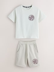 smALLSAINTS Neutral Distortion Oversized T-Shirt and Sweat Shorts Set - Image 8 of 13