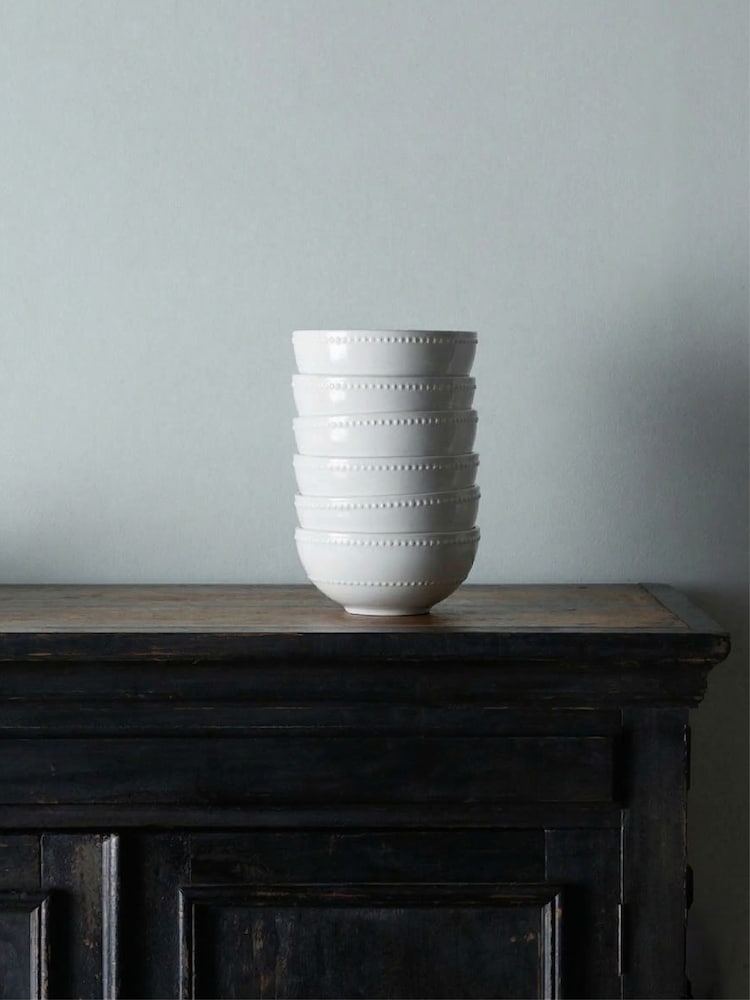 The Set 6 Piece White Bobble Cereal Bowls - Image 1 of 3