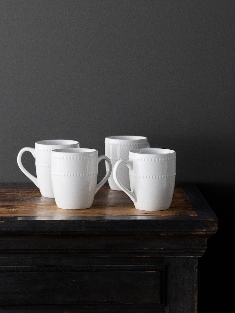The Set 4 Pack White Bobble Mugs - Image 2 of 3