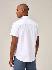 Skopes White Tailored Fit Casual Short Sleeve Oxford Shirt - Image 2 of 5