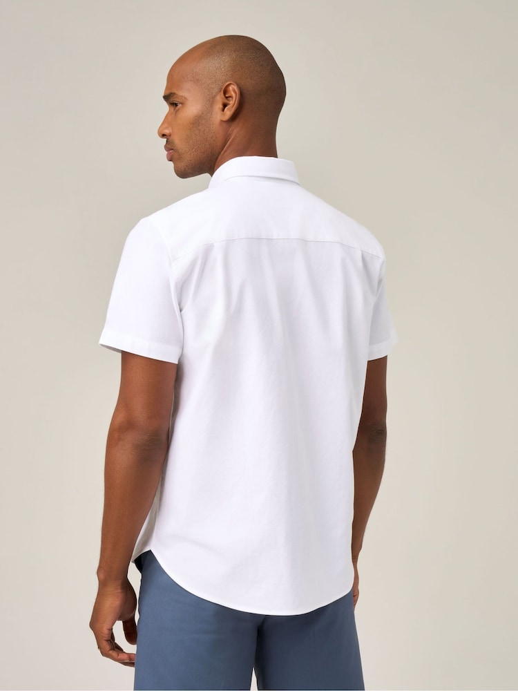 Skopes White Tailored Fit Casual Short Sleeve Oxford Shirt - Image 2 of 5