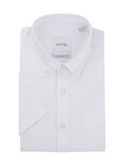 Skopes White Tailored Fit Casual Short Sleeve Oxford Shirt - Image 4 of 5