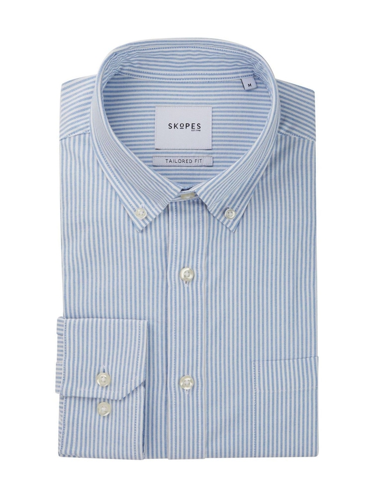 Skopes Light Blue Tailored Fit Casual Oxford Shirt - Image 7 of 7