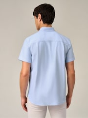 Skopes Blue Tailored Fit Casual Short Sleeve Oxford Shirt - Image 2 of 7
