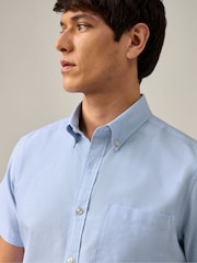 Skopes Blue Tailored Fit Casual Short Sleeve Oxford Shirt - Image 4 of 7