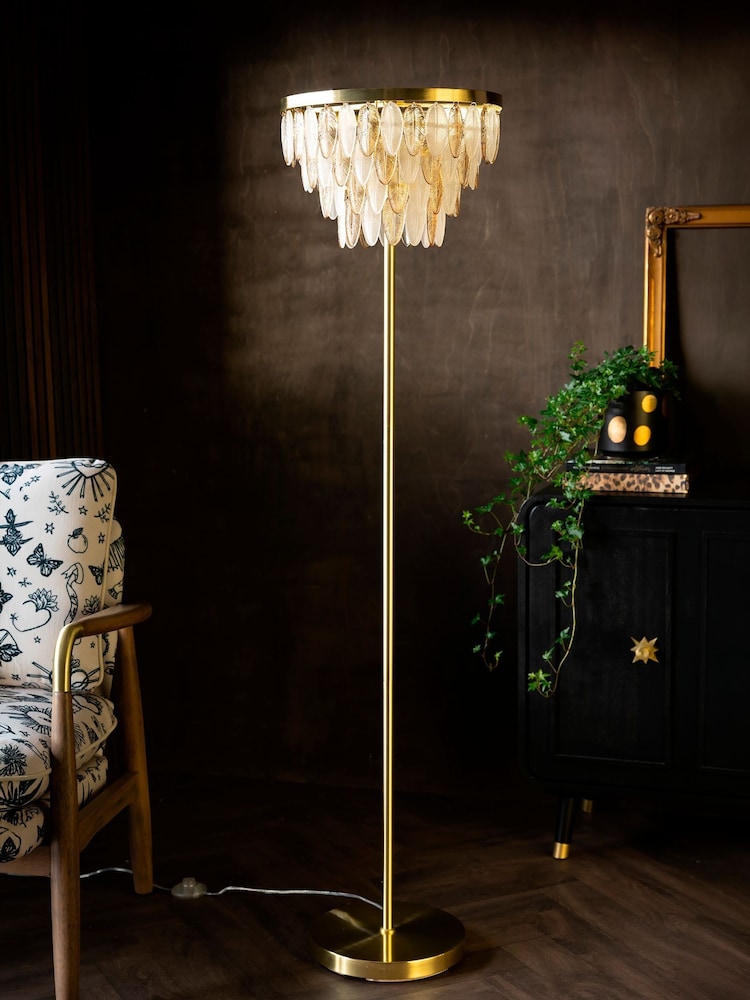 Rockett St George Brass Feather Leaf Chandelier Ceiling Light - Image 1 of 5 Rockett St George Brass Feather Leaf Chandelier Ceiling Light - Image 1 of 5