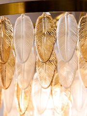 Rockett St George Brass Feather Leaf Chandelier Ceiling Light - Image 4 of 5