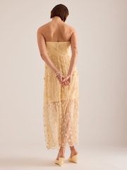 Anthropologie Yellow Jade Bandeau Floral Embroidered Midi Dress - Image 3 of 4