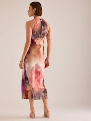 Anthropologie Purple Soft Floral Soft Floral Printed Milly High-Neck Sleeveless Midi Dress - Image 6 of 7