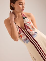 Anthropologie Cream Mia Floral Halter Midi Dress - Image 3 of 4
