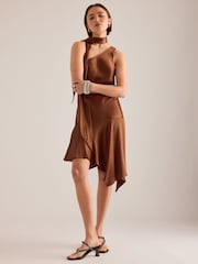 Anthropologie Ruby Scarf-Detail Asymmetric Mini Dress - Image 1 of 4
