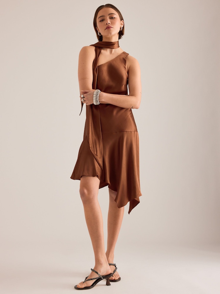 Anthropologie Ruby Scarf-Detail Asymmetric Mini Dress - Image 1 of 4