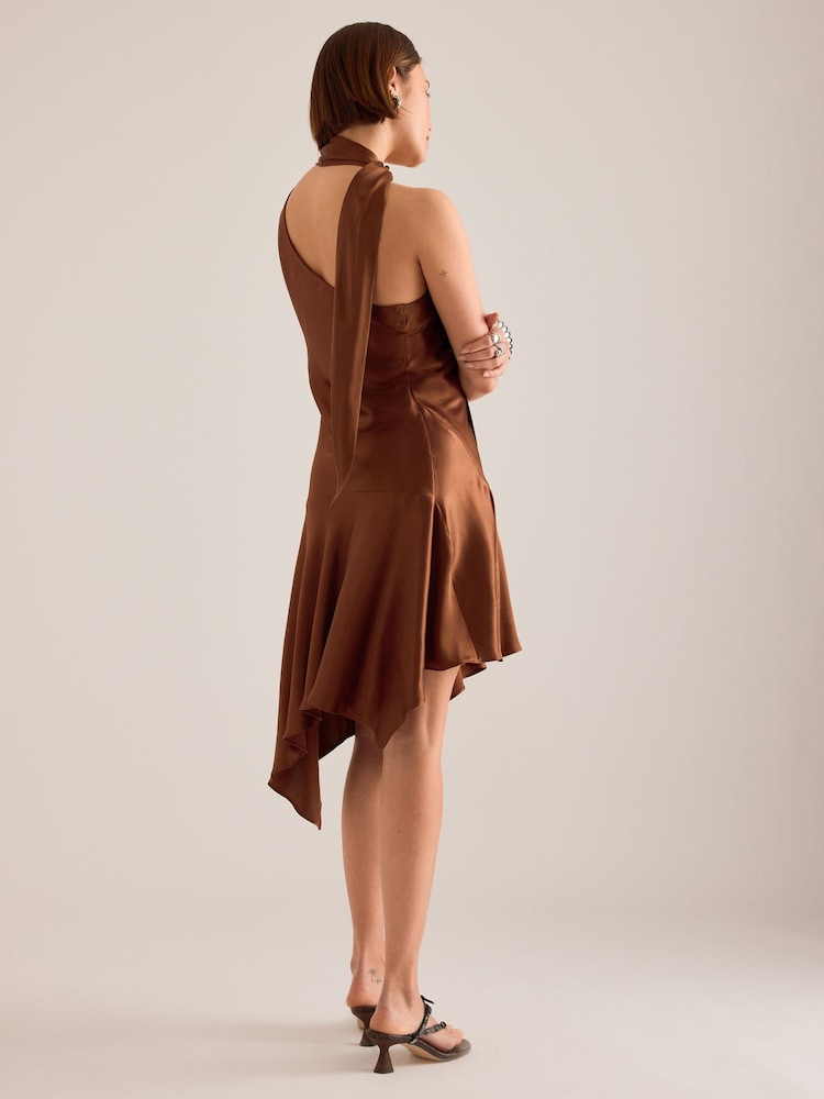 Anthropologie Ruby Scarf-Detail Asymmetric Mini Dress - Image 2 of 4