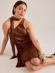 Anthropologie Ruby Scarf-Detail Asymmetric Mini Dress - Image 3 of 4