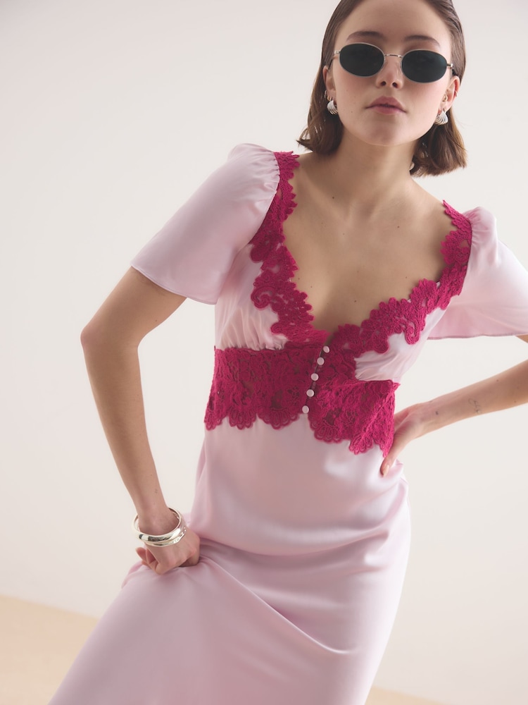 anthropologie pink dresses By Anthropologie Plunge Drop-Waist A-Line Mini Dress