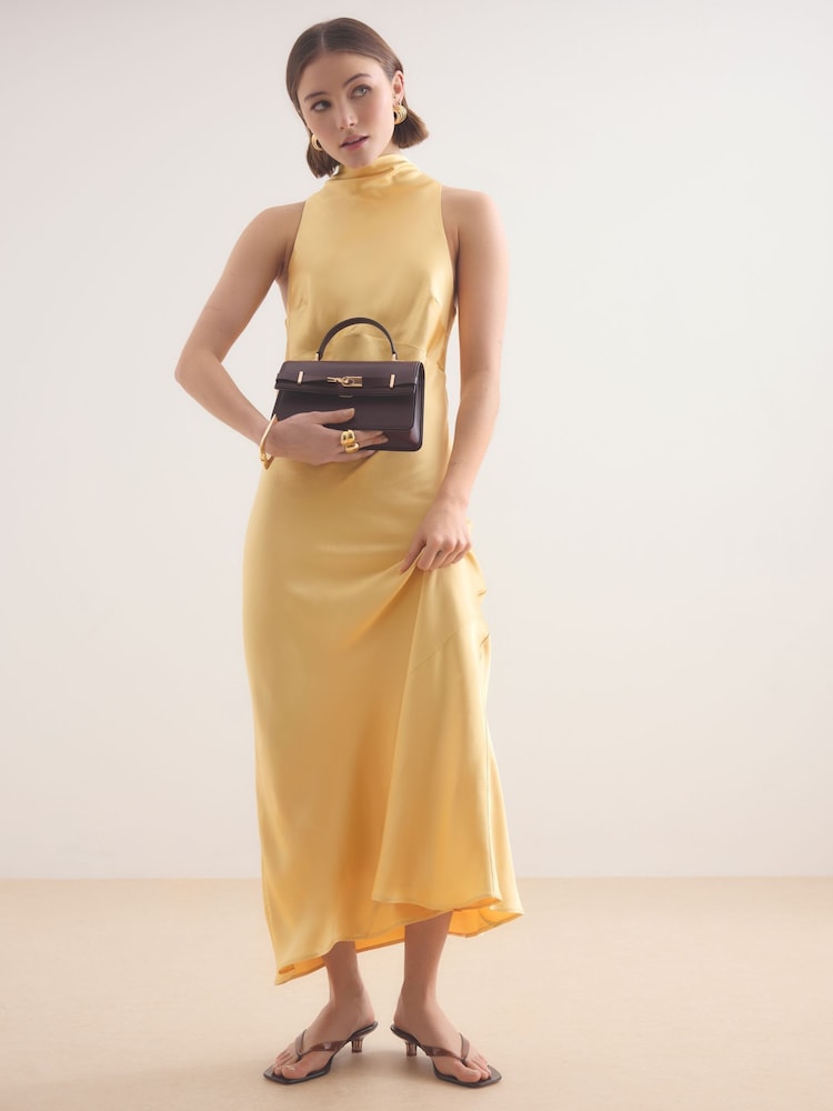 Buy Anthropologie Yellow Milly Satin High-Neck Midi Dress from Next Oman Buy Anthropologie Yellow Milly Satin High-Neck Midi Dress from Next Oman