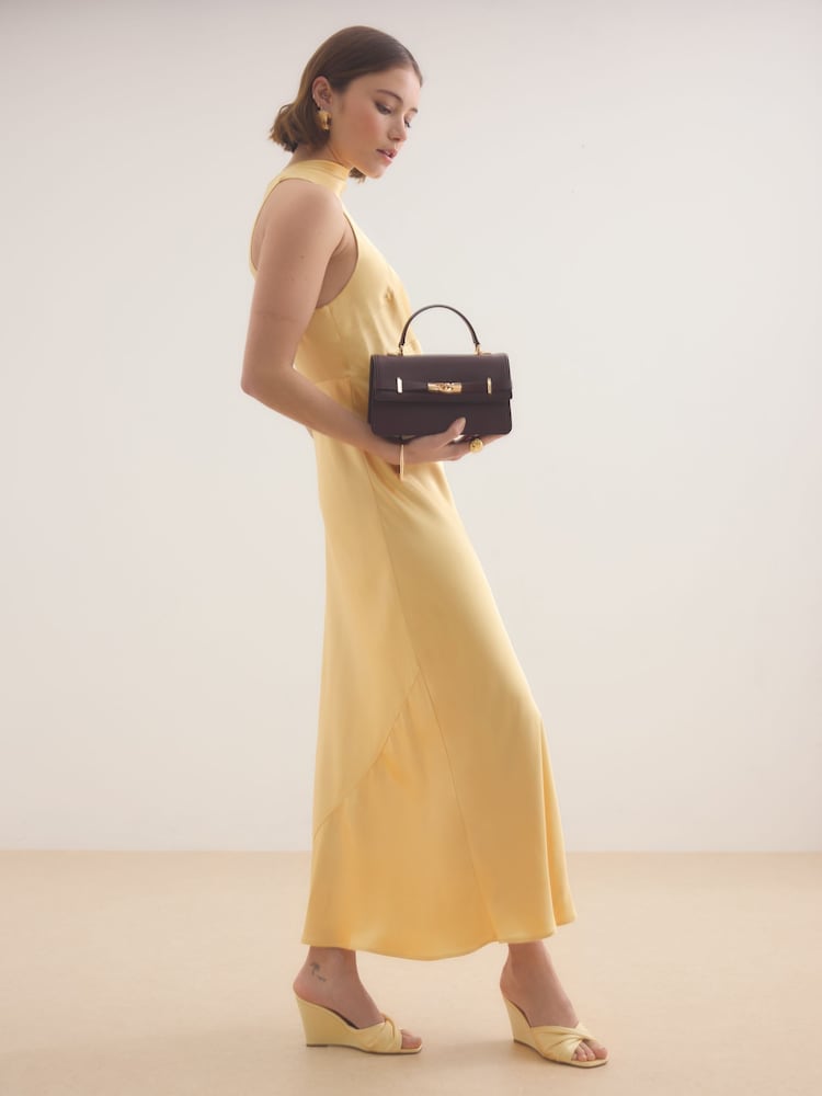 anthropologie yellow satin dress Buy Anthropologie Yellow Milly Satin High-Neck Midi Dress from Next USA