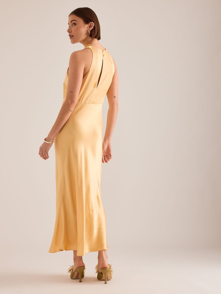 yellow satin dress midi Buy Anthropologie Yellow Milly Satin High-Neck Midi Dress from Next USA
