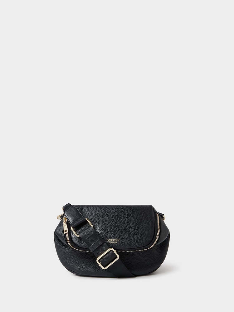 Osprey London Black The Crumple Leather Sling Bag - Image 1 of 6
