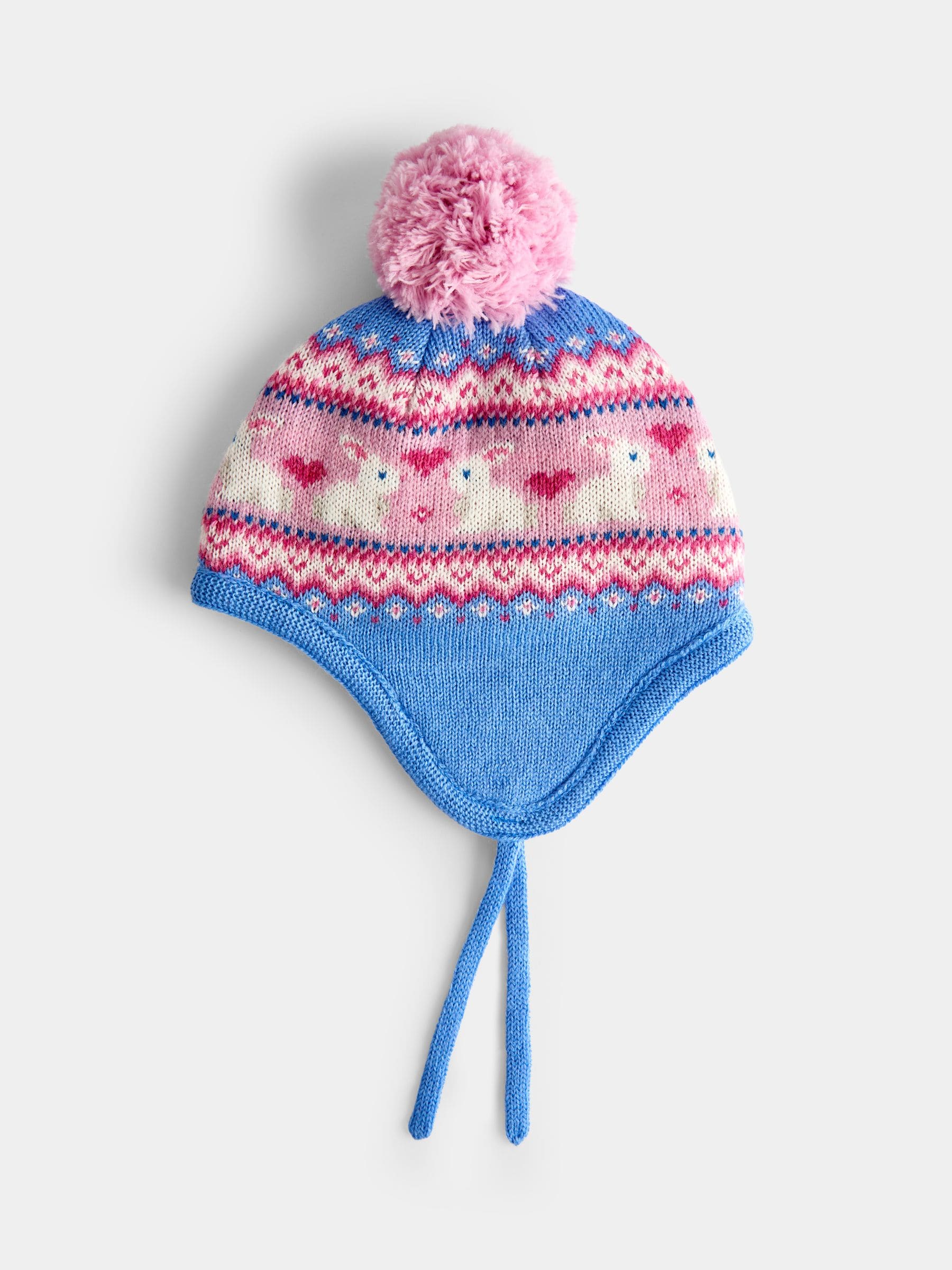 JoJo Maman Bébé Blue Bunny Pom Pom Knitted Hat view 1