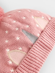 JoJo Maman Bébé Pink Unicorn Pom Pom Knitted Hat - Image 3 of 4