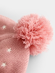 JoJo Maman Bébé Pink Unicorn Pom Pom Knitted Hat - Image 4 of 4