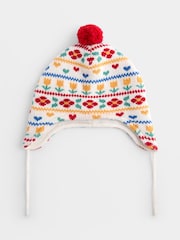 JoJo Maman Bébé Cream Floral Floral FairIsle Hat - Image 1 of 4