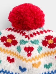 JoJo Maman Bébé Cream Floral Floral FairIsle Hat - Image 4 of 4